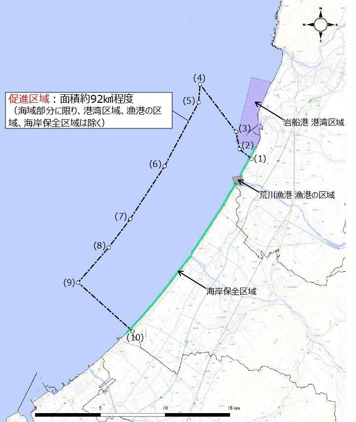 新潟県村上市、胎内市沖